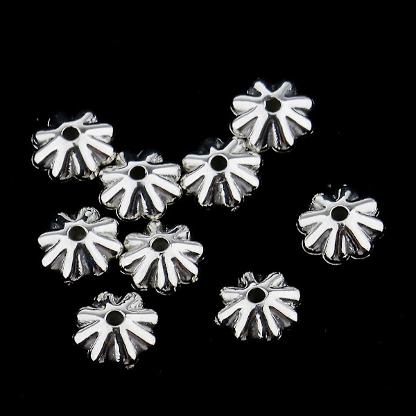 2 x 100 st Glitter Silver Alloy Daisy Spacer Pärlor 7,5 mm DIY Handgjorda Smycken