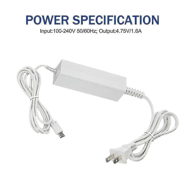 Lader for Wii U Gamepad, AC-strømadapterlader for Nintendo Wii U Gamepad fjernkontroll