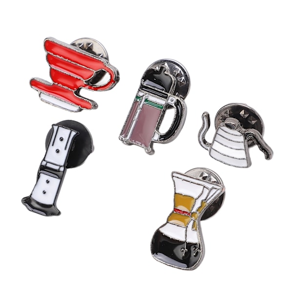 5 stk Nyhetsbrosje Pin Kaffe Pot Verktøy Serie Mønster DIY Making Alloy Lett Dekorative Reverspinner for Bag
