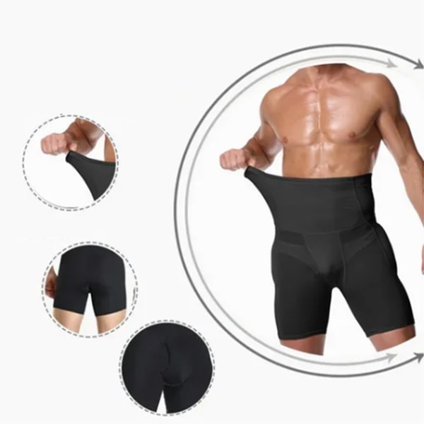 Menn Magekontroll-shorts Myk, stretchig, pustende menn Høy midje slankende shorts for menn Hip Waist XL