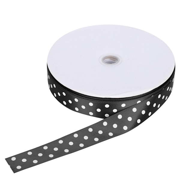 Satin Ribbon Polka Dot Printed Hair Bows Gift Wrapping Tie DIY Craft Tool 100 Yards 2.5cmBlack