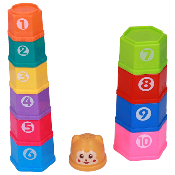 Baby Stapelkopp Barn Cartoon Hexagonal Nummer Brev Stapelkopp Badleksak Födelsedagspresent