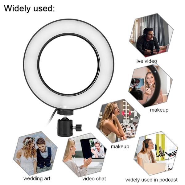 Säädettävä 6 tuuman rengasvalo 3 värillä - USB-virtalähde