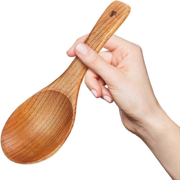4 Stycken Träskedar 21,5cm Trä Ris Paddel Mångsidig Serveringssked Non-Stick Värmebeständig Matlagning