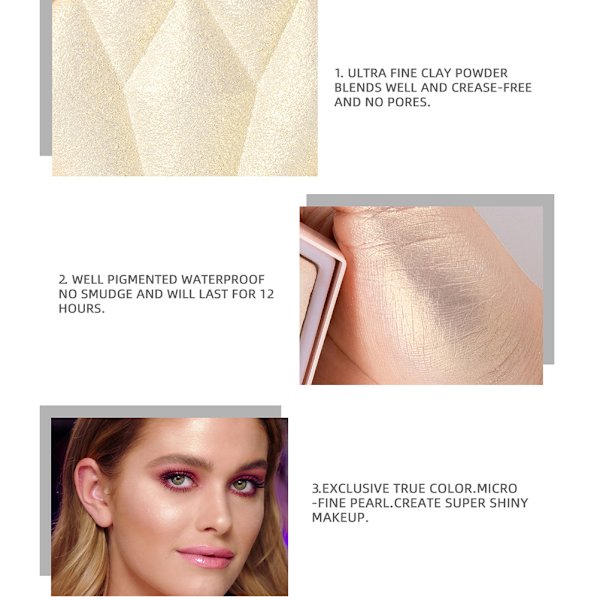 5 farver Blush Makeup Palette Highlighter Contouring Powder Bronzer High Gloss Highlighter