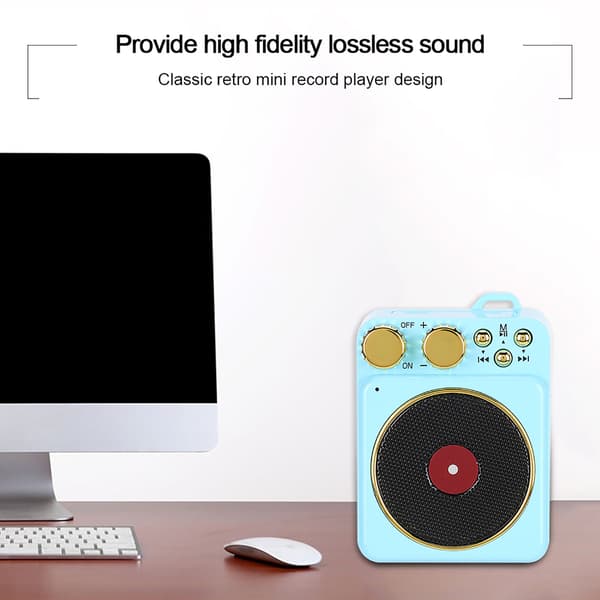 DC 3.7V Retro Bluetooth 5.0-högtalare med smart ljudröstutsändning för MP3 / TF-kortBlå