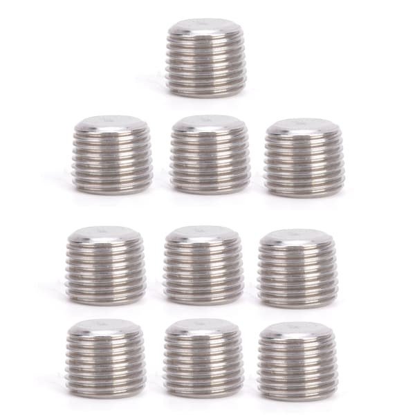 10 stk. 304 rustfritt stål rørfittingsplugg Hode Hann-gjenge BSPP Hex-plugg Hode 1/8in