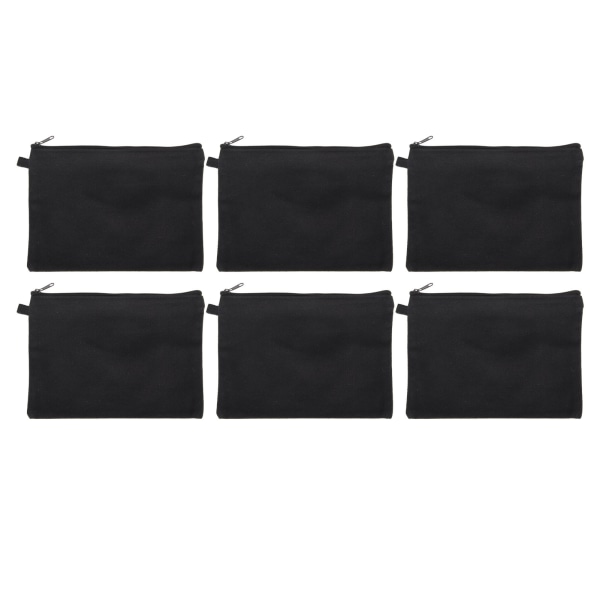 10 STK lærreds kosmetiktaske med sort lanyard bærbar multifunktions blank DIY Craft taske til rejse Makeup taske sort