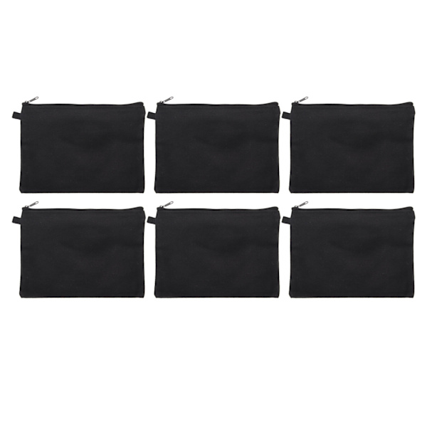 10 STK lerrets kosmetikkveske med svart snor Bærbar Blank Blank DIY Craft Bag for Reise Makeup Bag Svart
