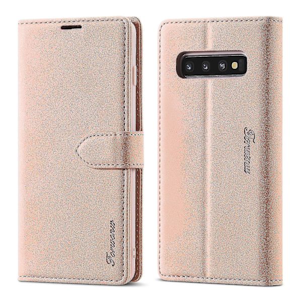 Forwenw Læderetui til Samsung Galaxy S10+ Rosaguld