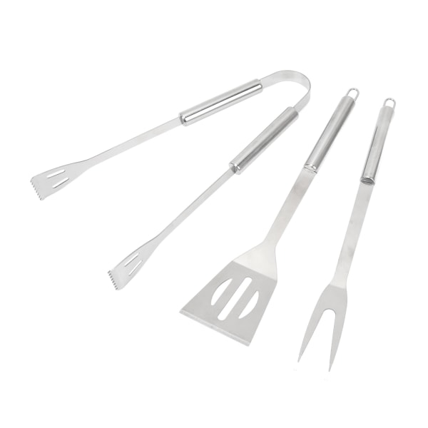 3PCS Grill Tools Set Utensils Set Rustfritt Stål Spatel Tong Gaffel BBQ Tools Set med Oppbevaringspose for Matlaging Fest