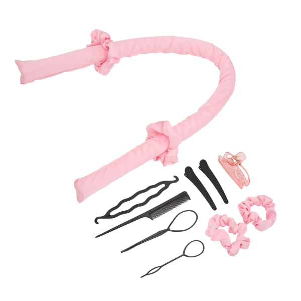 10 st Värmelösa locktång Pannbandsklämmor Kam Pull Hårnål Bomull DIY Curls Rullar för sovande Rosa