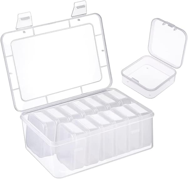14 Small Plastic Storage Boxes with Lids, with 1 Large Plastic Container, Mini Transparent Storage Box for Beads, Earplugs, Rings, Buttons, Jewelry