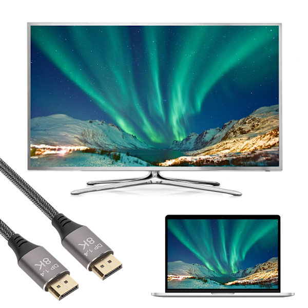 DP 1.4 Version Kabel 8K 4K 32,4 Gbps Båndbredde Datakabel til computerskærm 3m/9,84ft