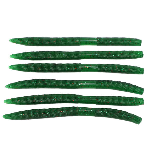 6 st/set Noodle Worm Fiskebete Bite Resistent PVC Mjuk Maggot Daggmåsk Artificial Bait Mörkgrön