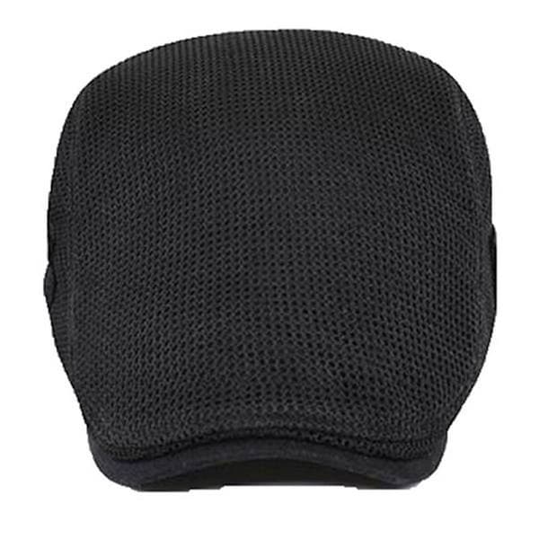 Cabbie Flat Cap Andningsbar Mesh Newsboy Basker Ivy Keps Grå Gray