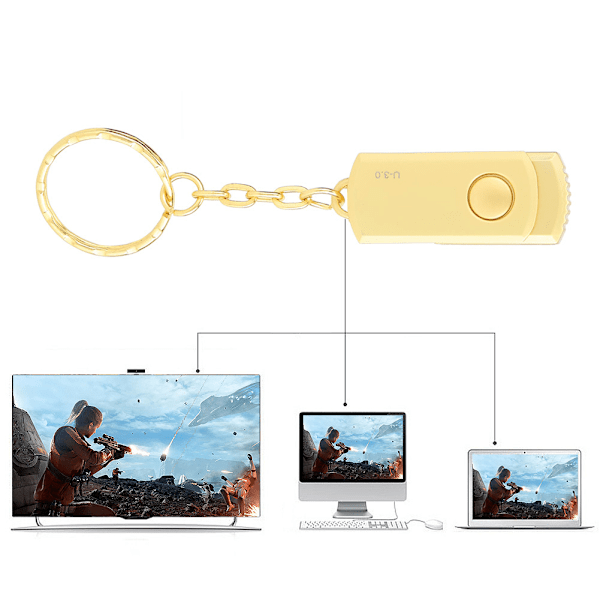 Kultaa metallia pyörivä U-levy USB-liitännällä Windows 98 / 2000 / XP / Vista / 7256G