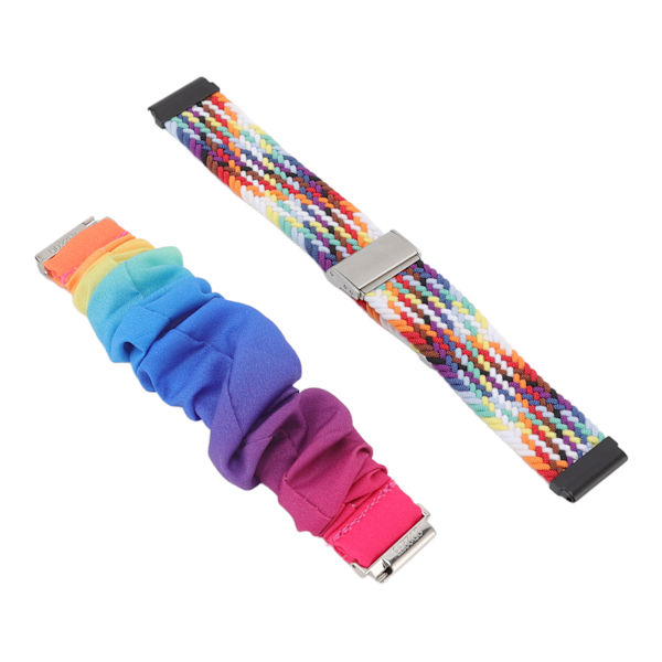 2 st ersättningsvävda klockarmband färgglada justerbar storlek elastiskt hårsnodds klockarmband för Fitbit Versa
