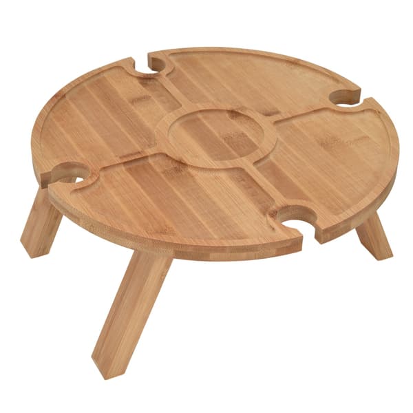 Utomhus vinbord Fällbart picknickbord i trä med vinglashållare för vandring, camping, utomhusmiddag