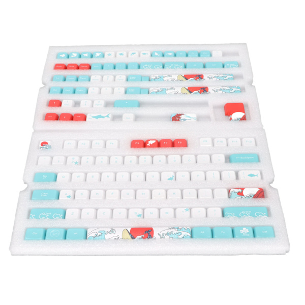 PBT Keycaps 128 Keys Cartoon Whale Style Fadeless Hållbar PBT Enkel installation Mekaniska tangentbord Keycaps