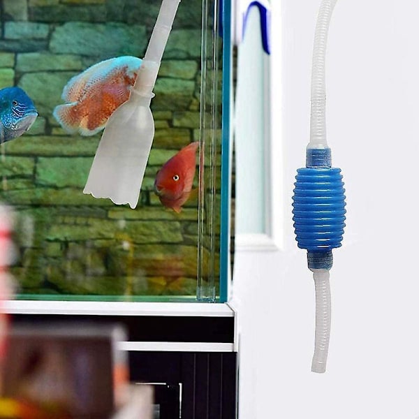 Akvarium Rengöringssifon. Akvarium Enhands Sifonpump Kan Tömma och Byta Vatten på Minuter (Blå)