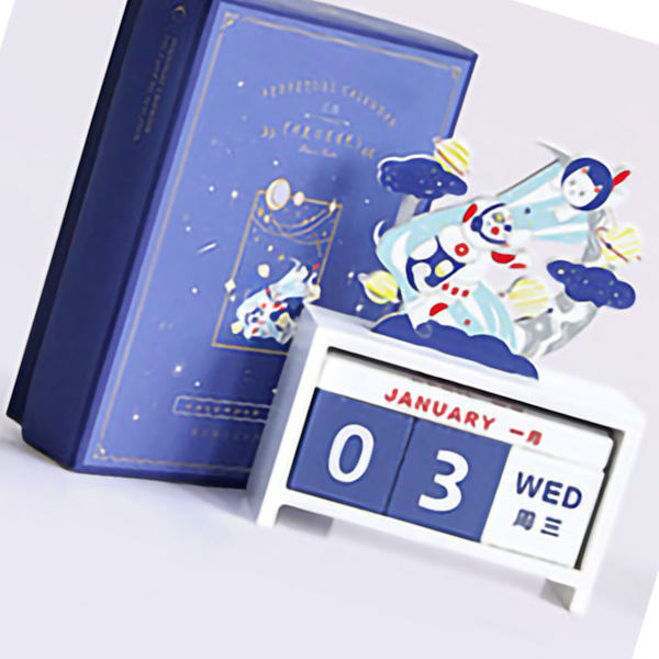 Skrivebords kalender tre hjem dekorasjon evig dato manuell gjenbrukbar blokk gave stjernelys