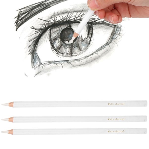 3 st Vit kol penna Professionell skissning Highlight Pen Art Painting Supplies