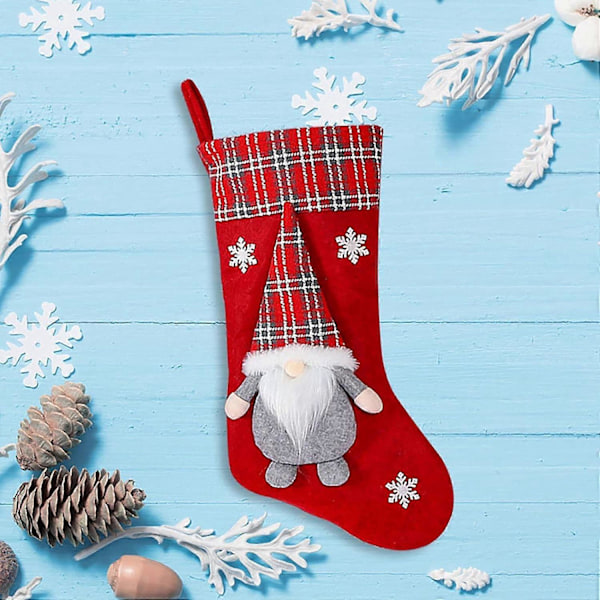 Et nytt sett med 2 julestrømper, 3D nisse julestrømper personlig (45,72 cm) myk