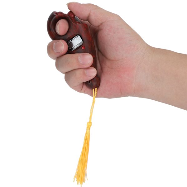 Wood Grain Digital Beads Counter Handheld Finger Beads Counter för buddhistisk meditation Redwood (Wood Grain)