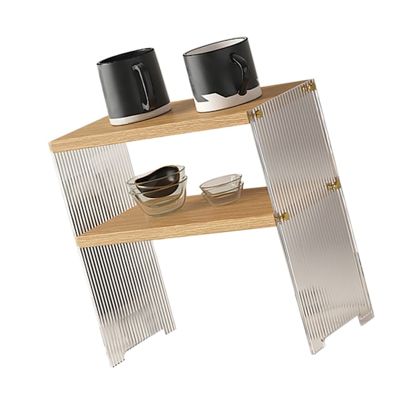 Kaffemuggförvaringshylla Stabilt stöd Stor kapacitet Bänkskiva Organizer för vardagsrum Sovrum Trä Färg 2 Tier