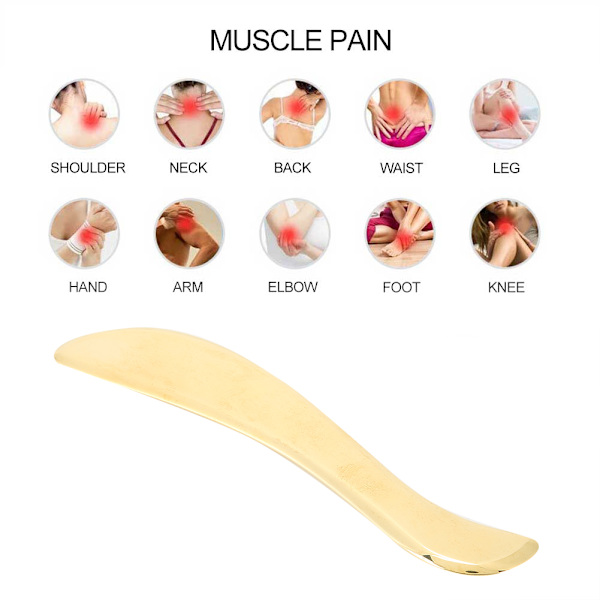 Messing Gua Sha Tool Fascia Akupunktmassasje Muskelsmertelindring Skrapebrettmassasjeapparat