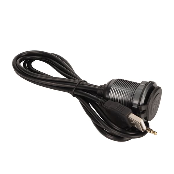 Bil dashbord forlengelseskabel med signallys USB innfelt montering 3,5 mm lydkabel med spenne