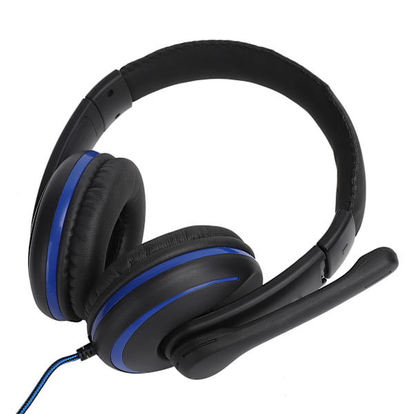 3,5 mm spelhörlurar med kabel för spel, headset med mikrofon för PS4, bärbar dator, mobiltelefon, svart + blå