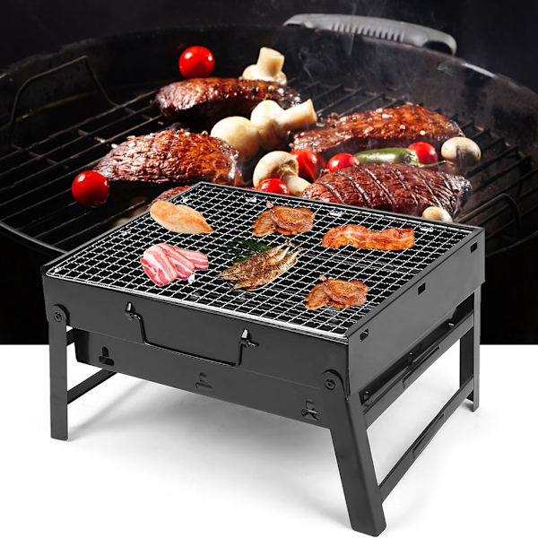 Bærbar rustfri stål foldbar grill BBQ kulgrill til camping udendørs