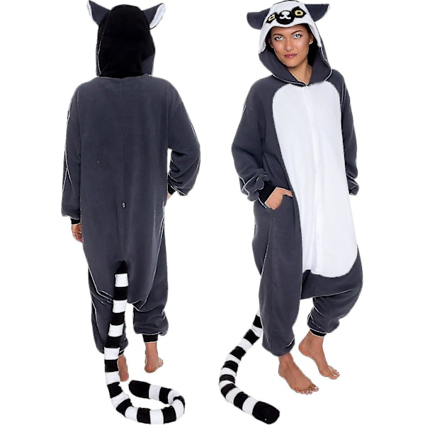 Funziez Voksne Dyr og Havdyr Plys Cosplay Dragt - Perfekt Halloween Kostume til Mænd og Kvinder XX-Large Lemur