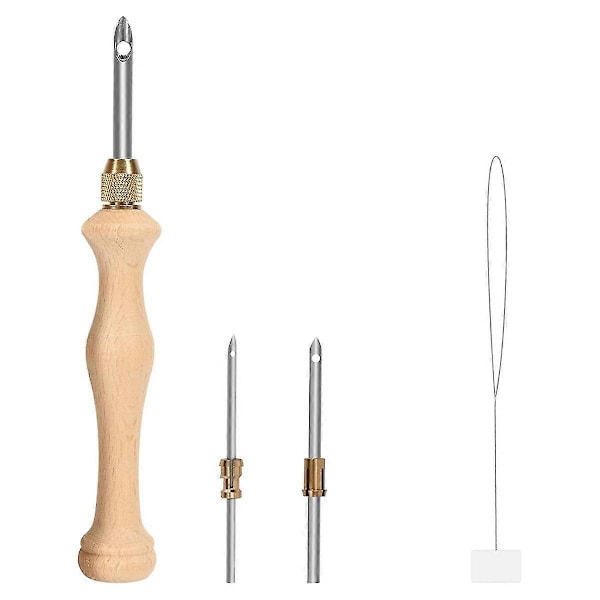 Hålslag Nål, Trä Punch Nål Verktyg, Justerbar Broderi Punch Nål Verktyg kompatibelt med Punch Nål, DIY Hantverkssömnad-B15