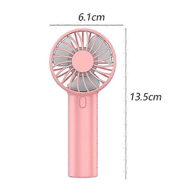 Håndholdt vifte med oppladbart batteri og vifte rosa