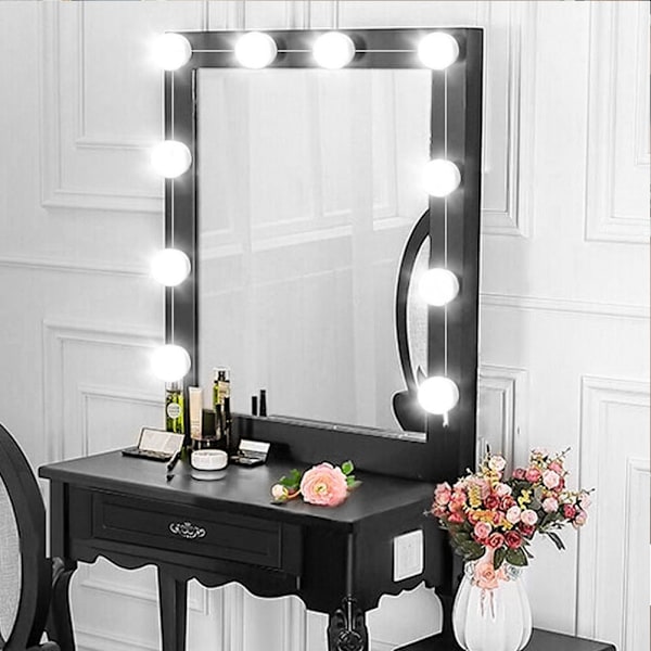 10-pære LED-spejl vægfyldningslys makeup pærelyssnor til daglig professionel makeup