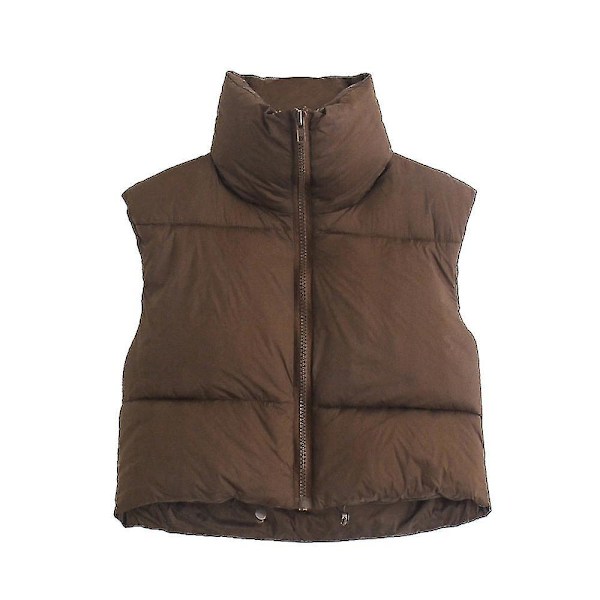 Ærmeløs Let Brun Puffer Vest til Kvinder XL