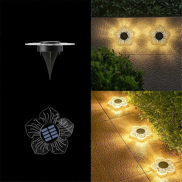 4 st Solar akryl trädgårds nedgrävd ljus utomhus trädgårdslampa F