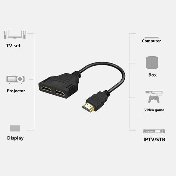 1 ind 2 ud HDTV-kabel 1080P Splitter 1 han til HDTV 2-vejs hunadapter