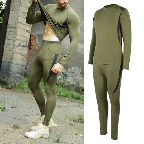 Utomhussport Long Johns Thermal Wear Underkläder Topp och byxor 2-delad Set Snabbtorkande Närpassning(XXL)