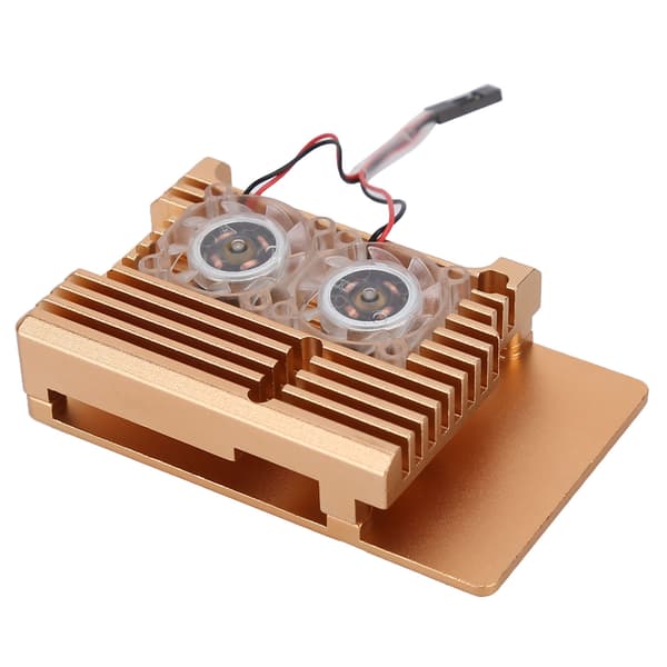 Kylfodral i aluminiumlegering med fläkt för Raspberry Pi 4 B ModelGold