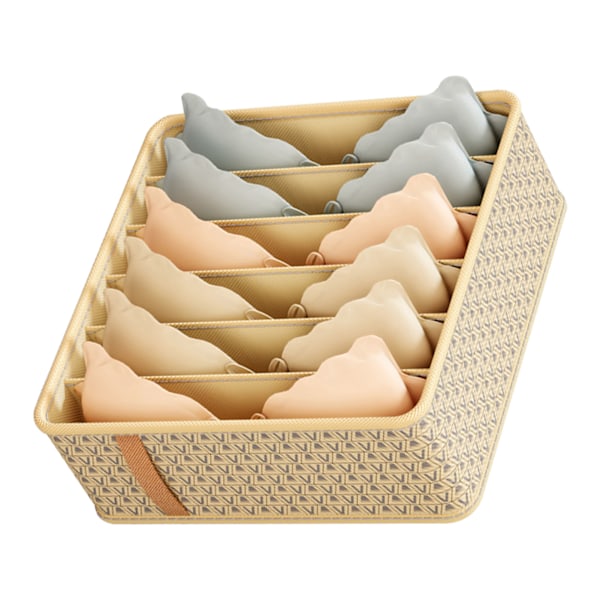 Skapskuff Organizer Skillevegger Stoff Kommode Skap Organizers Oppbevaringsbokser Plassbesparende Rotfritt Beige Stor 6 Rutenett 32x32x11cm