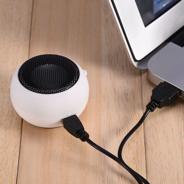 Mini bærbar rejse 3,5 mm højttaler Indbygget batteri til mobiltelefon MP3 PC Hvid