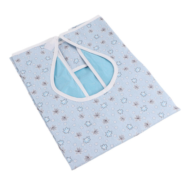 Vanntett forkle for voksne og eldre, PVC-spiseforkle, hjelpemiddel for funksjonshemmede, beskyttelse under måltider (JRK-211PVC L) Blomst blå