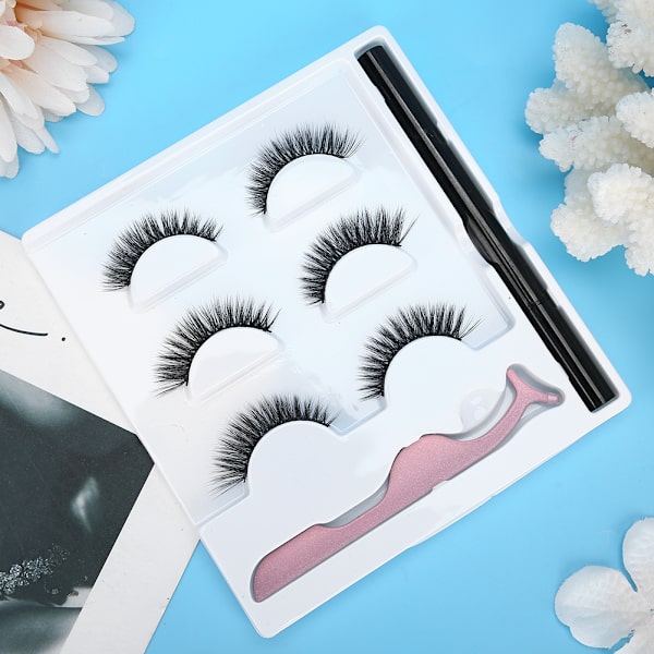 3 par lösögonfransar flytande eyeliner set Vattenfast ögonmakeup-verktyg3D-02
