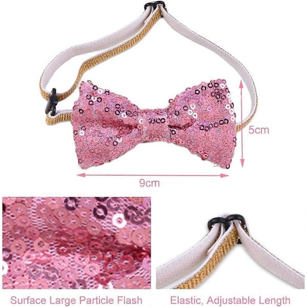 Pink, 2 stk. Fødselsdagshat til kæledyr, hunde- og kattehat med paillet-butterfly, festkostume, fødselsdagshat til kæledyr, hunde og katte, fødselsdagssæt