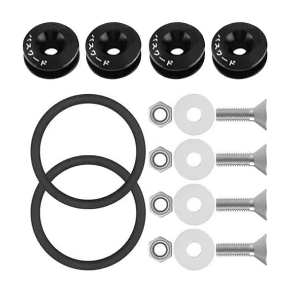 JDM Quick Release Fasteners Kit Komplet Høj Styrke Anodisk Oxidation Overflade til Bil Sort
