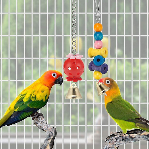 Färgglad Tuggleksgunga med Klätterställning för Undulat, Parakit, Kakadu, Myna, Kärleksfågel